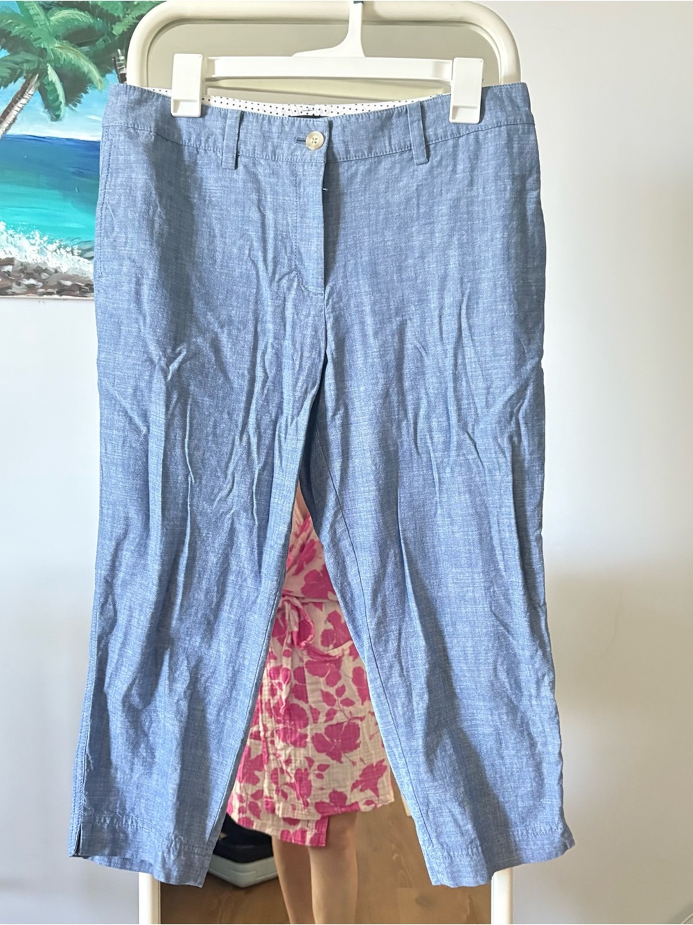 Talbots Chambray 100% cotton Blue perfect crop pant